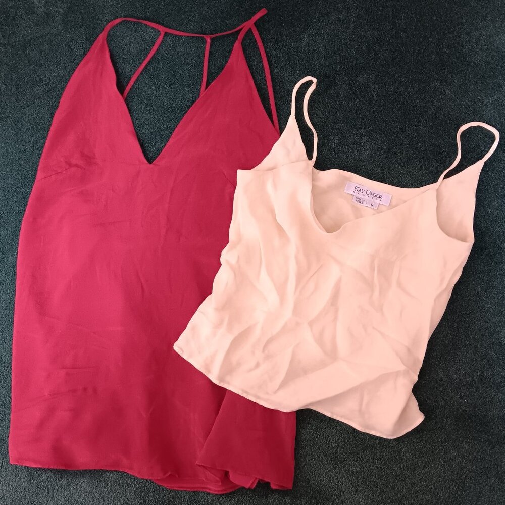 Set of Two Silk Tank Tops (Animale & Kay Unger)